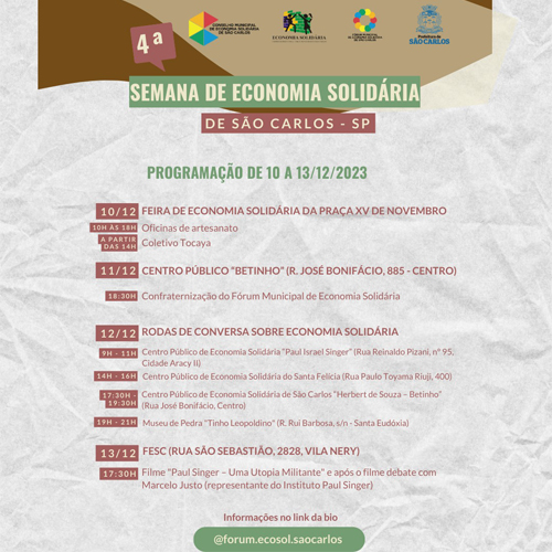 Semana da Economia Solidária em São Carlos